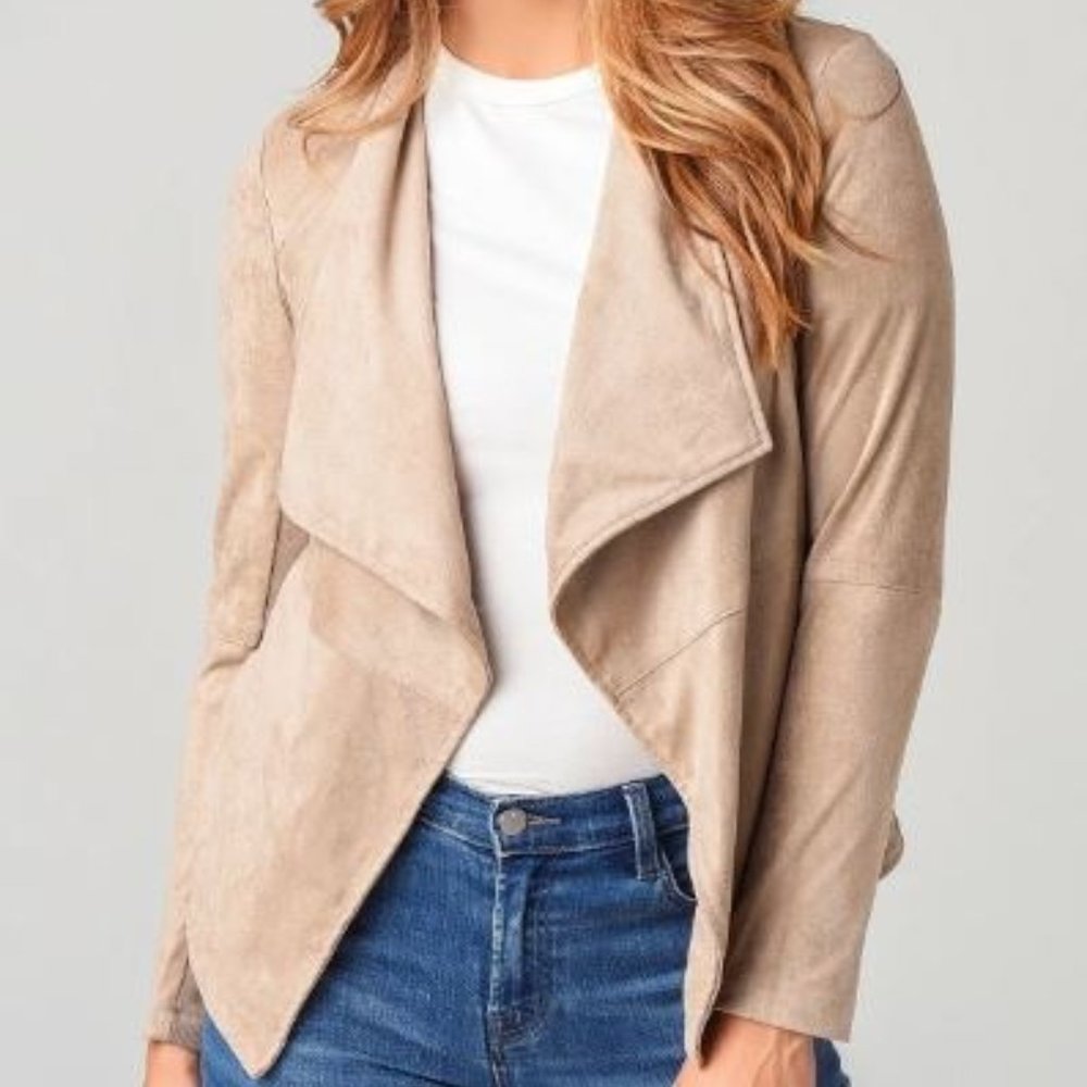 BB Dakota Wade Faux Suede Draped Jacket
